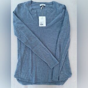 Kinross 100% Cashmere Blue Fog Knit Top